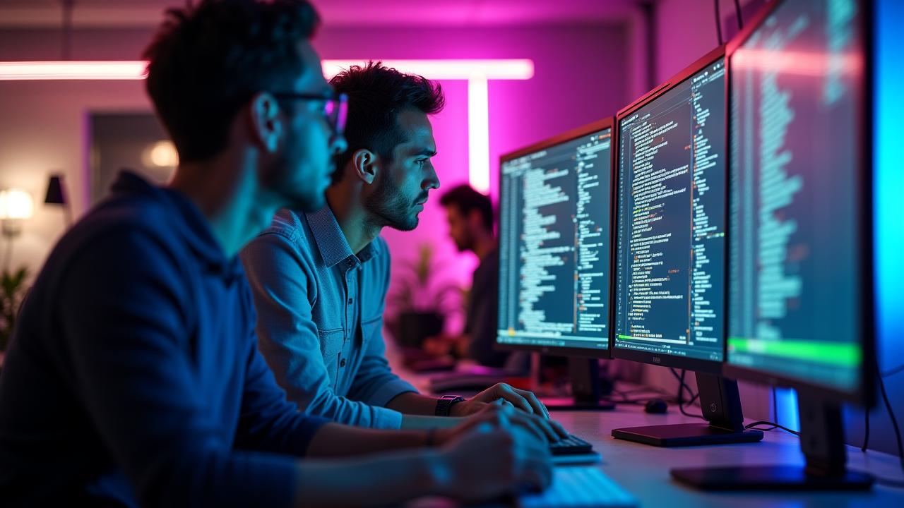 L'équipe de GéoGraphix travaillant sur une interface web moderne